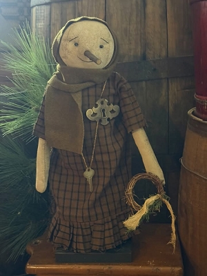 Prim Snow Girl Antique Key & Lock 18